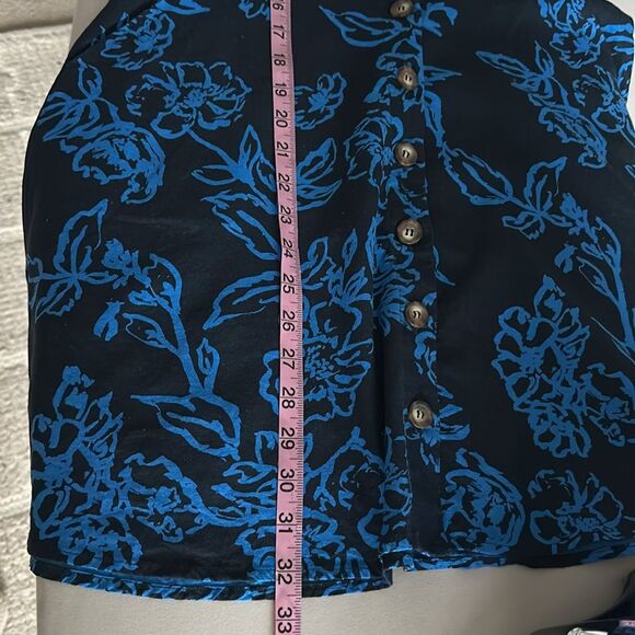 Free People Blue Floral A Thing Called Love Linen Blend A line dress Size 8 - Picture 11 of 13